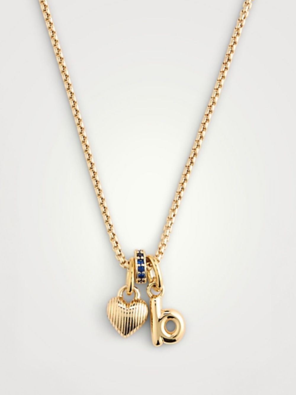 New Roxanne Assoulin Gold Tone Heart & 'b' Charm Necklace - Picture 1 of 8